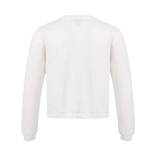 Kids Little Girls Cotton Knitted Cardigan Long Sleeve Lace Flower Bolero Shrug One Button Short Sweater Outerwear2