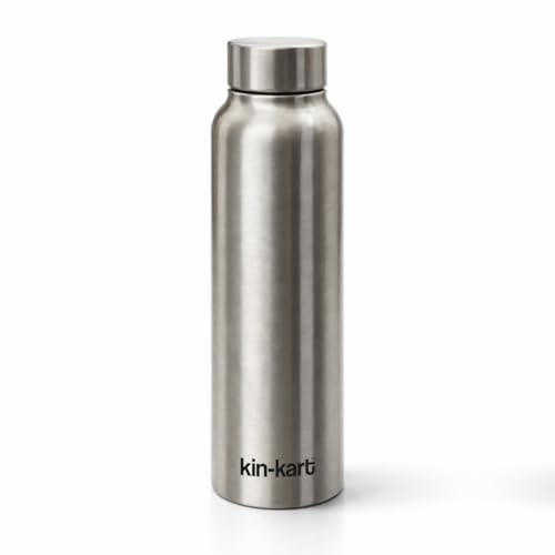 Image of Kin-Kart Water Bottles 1000 ml Stainless Steel Water Bottle 1 Litre | Eco friendly Steel BPA Free Leakproof Water Bottles for School, Office, Home, Gym (MOZER, SILVER)