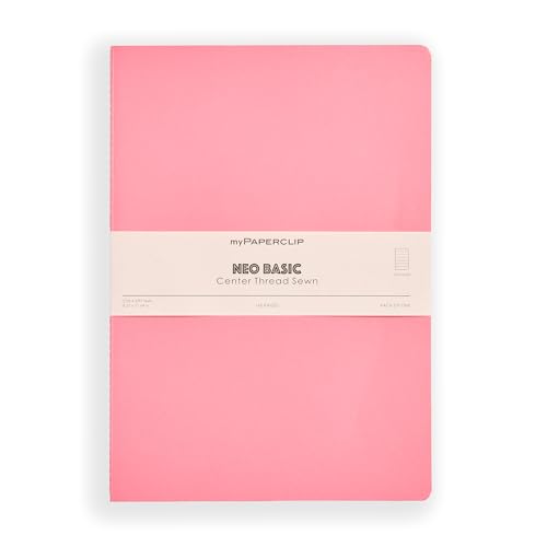 Image of myPAPERCLIP NeoBasic A4 Ruled Notebook | 160 Pages, 80 GSM, 250 GSM Soft Cover, A4 (8.27 x 11.69 in) | Pink