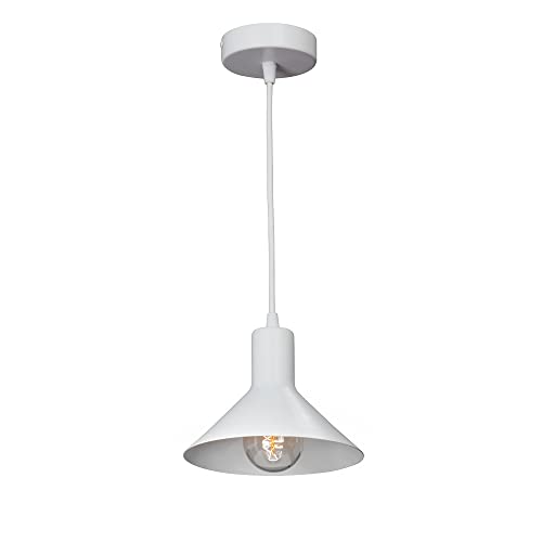 VITALUCE Pendelleuchte, Hängeleuchte VE4785-0/1S, Moderner und einfacher Stil, 1-flammig xE27 max 40W, Farbe: Weiß, Material: Metall, HxD: 121x18cm, 0,5 kg Cover