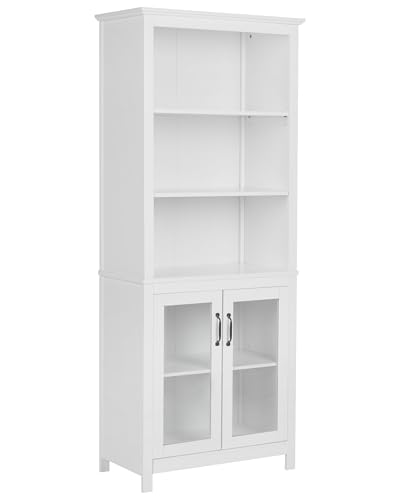 Image of Beliani Decorative Cabinet with Shelves and Glass Display White Lusby