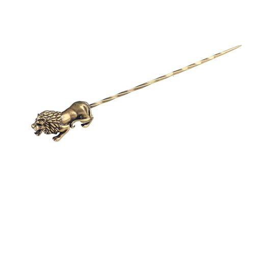 Brass Cigar Pin Spiral Dredge Long Needle Ash Cigar Holder Tool Scorpion Bull Gecko Purse Accessories for Cigars (lion)