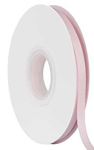 Joycrosso Herringbone Tape Twill Ribbon Soft Handle, Great for Gift Wrapping Craft Sewing 6mm x 22 Meters - Powder Pink - Image 4
