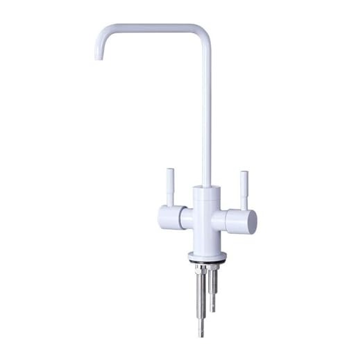 Robinet de filtre à eau de cuisine blanc double sortie en inox A