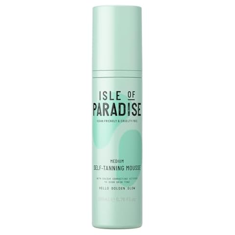 Isle of Paradise Tinted Self Tanning Mousse - Medium - Self Tanner With Color Correcting Actives for Even Skin Tone - Vegan and Cruelty Free Sunless Tanning Foam Mousse - Medium, 6.76 fl oz Cover