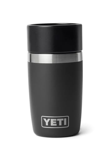 YETI Rambler Travel Bottle, Vacuum Insulated Stainless Steel Coffee Flask with Leakproof Hotshot Commuter Cap, Black, 8 oz (237 ml)