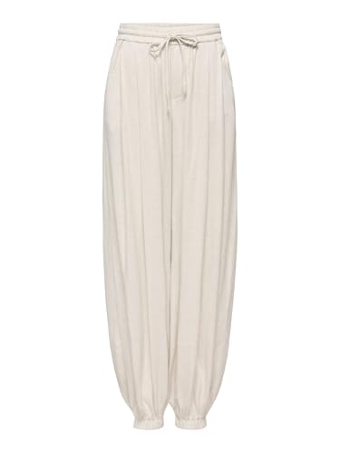 Pantalon lin femme Only Onlsiesta léger style baggy barrel taille mi-haute