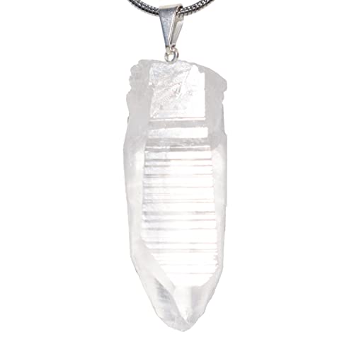 Zenergy Gems Charged Colombian Lemurian Seed Quartz Crystal Point Pendant [Facet-Grade] 10-25 carats weight (Crystal) + 20