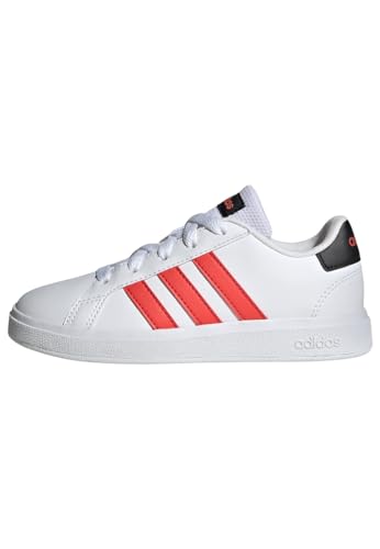 adidas Grand Court Lifestyle Tennis Lace-Up Shoes, Zapatillas de Tenis Unisex niños, Cloud White Bright Red Core Black, 29 EU