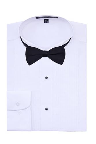 Camisa de smoking para hombre con fajín y moño negro miniatura 3
