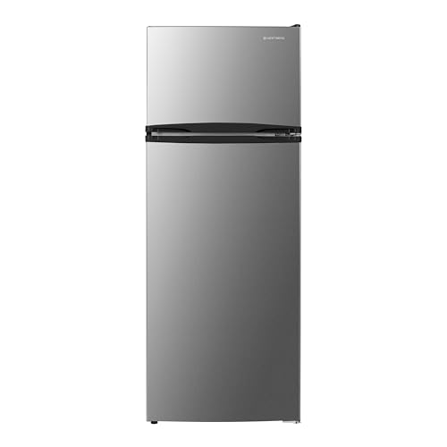 Image of West Bend Apartment Refrigerator Freestanding Reversible Dual Doors Fridge with Freezer, Full-Range Temperature Control with Adjustable and Removable Door Bins and Shelves, 7.5-Cu.Ft, Stainless Steel