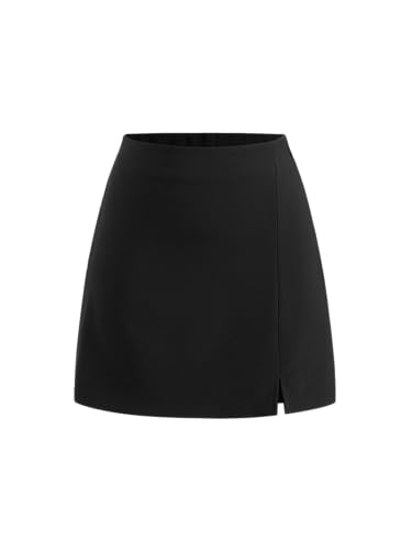 CIDER Mini Skirt for Women Trendy High Waist Slit Hem