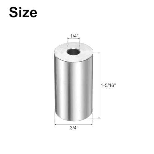 QUARKZMAN 10 Stück Edelstahl Abstandshalter 1/4 Bohrung x 3/4 AD x 1-5/16 Länge Schraube Buchse Glatte Oberfläche Rund Metall Distanzhülsen für M6 Schrauben Bolzen und Stangen
