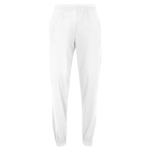 Fruit of the Loom Classic Elasticated Cuff Jog Pants + bolsa de tela MyShirt gratis, Blanco, M