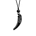 Produktbild Halskette Wolfszahn Anhänger Wikinger Kette Wolfzahn Anhänger Verstellbar Lederkette Wolfszähne Tribal Talisman Halskette Amulett für Damen Herren (Schwarzer Obsidian)
