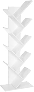 VASAGLE Tree Bookshelf, 8 Tier Floor Standing Bookcase with Wooden Shelves for Living Room, Home Office, White LBC11WTV1