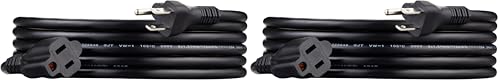 Image of Amazon Basics Extension Cord, 10 Ft, 3 Prong Outlet Extender, Indoor, 13 Amps, 125V, Black (Pack of 2)