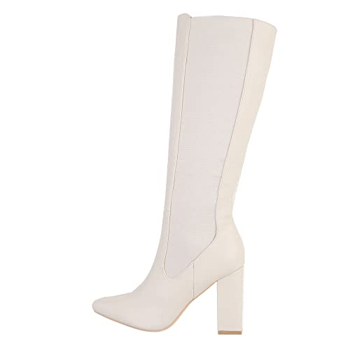 Ital Design Damenschuhe Stiefel High-Heel Stiefel, JRX2110-, Kunstleder, Beige, Gr. 41 Cover