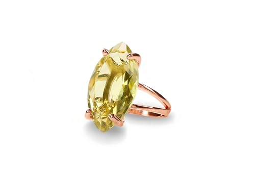 Bague de pierre de naissance quartz citron et bijoux en or 14k