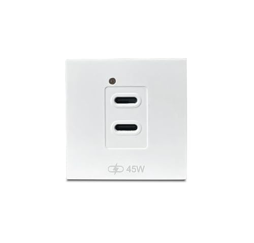 Image of MX 45W GaN USB C Charger Module Dual Port PD Wall Outlet Insert 45x45mm Modular Socket Plate, Type C Fast Charging 90-270V AC Input for iPhone 16 /15, Samsung Galaxy, iPad, Tablet, Laptop White