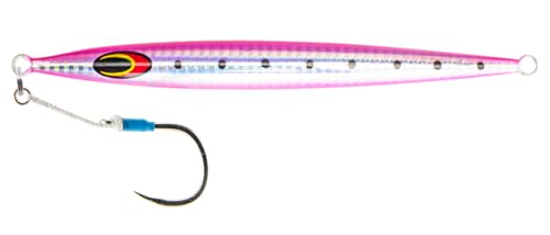 Nomad Design Deep Water Fishing - Erratic Action Trigger for Predators, Fast Sinking & BKK Jig Assist Hooks The Streaker 120G - 4 oz - Pink Sardine