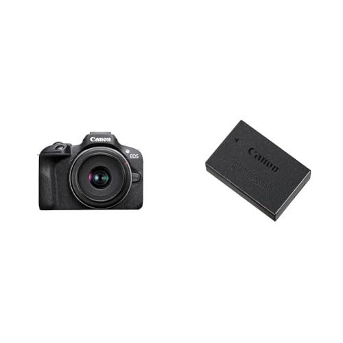 Canon EOS R100 Spiegellose Kamera + RF-S 18-45mm is STM Objektiv & 9967B002 Akku LP-E17, schwarz