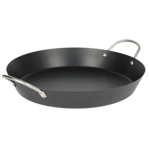 XNBTWEH 16 Inch Carbon Steel Nonstick Paella Pan, Wide Flat Base Skillet With Riveted Handles, Even Heat Cooking Compatible With All Stovetops For Family Party