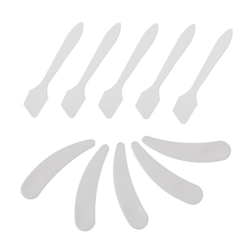 WEKADRIN 10 piezas Espátulas Cosméticas Transparentes Cucharas Plásticas para Crema Facial y Mascarilla Pequeñas y Curvas para Viaje y Uso Diario