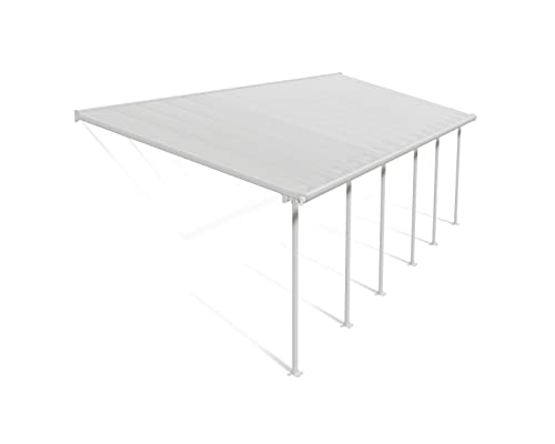 Palram - Canopia Feria Patio Cover 10' x 30' White/White Outdoor Canopy Awning, Waterproof, Shade, Outside Shelter For Backyard, Gutters, with 100% UV Protection
