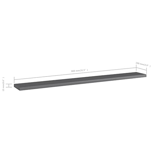 SKM Bookshelf Boards 8 pcs High Gloss Grey 80x10x1.5 cm Engineered Wood (Weight-9KG)