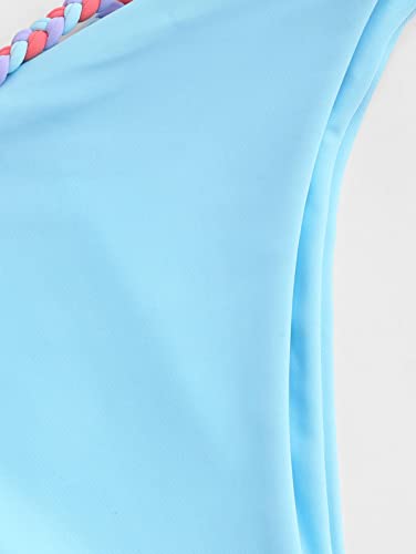 Zaful Colorblock Bandeau Bikini For Women Strapless Bathing Suits Braided Strap Bikini 2 Piece Swimwear(5-Light Blue,S) #TOP7