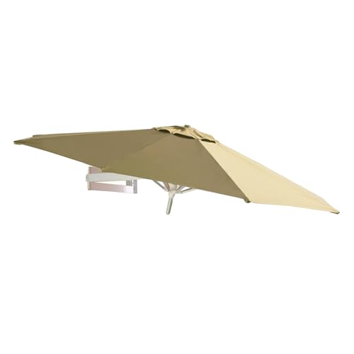 TRGCJGH Sombrilla de Balcón a Pared, Parasol Excéntrico de Jardín, Parasol de Aluminio con Reclinable y 8 Varillas, 280g/m2(2.5m(8.2ft),Khaki)