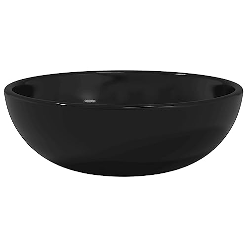 vidaXL Lavabo Vasque à Poser de Toilette Lave-Mains de Salle de Bain Lavabo de Salle d'eau Maison Intérieur Verre Trempé 35x12 cm Noir