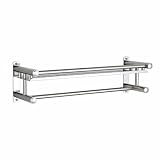 Fzaqwen Mensola Portaoggetti Bagno in Acciaio Inox con Ripiano a Parete Spazioso Portasciugamani Multifunzionale Organizzatore Accessori Lavabo Adatta per Spazi Domestici, 60 Cm