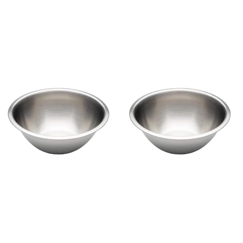 Chef Aid Stainless Steel Bowl, 22cm Diameter and 1.9L Capacity, Silver (Pack of 2)