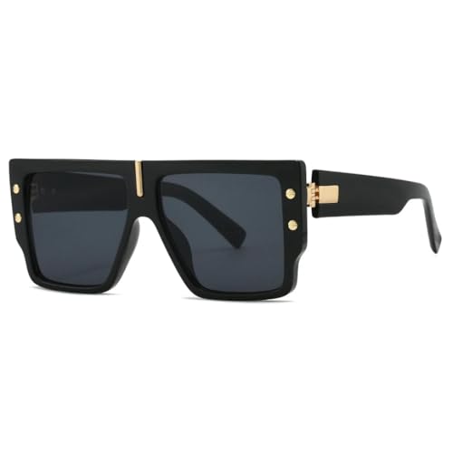 Lunettes de soleil de luxe contre l'éblouissement monture plate oversize à rivets