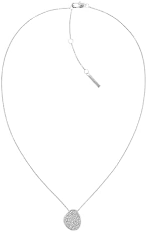 Calvin Klein Women's Stainless Steel Necklace with Crystals: Sculptural Silhouette with Dual-Sided Design, Standard, Stainless Steel, No Gemstone