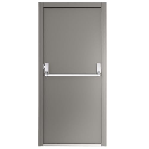 VIZ-PRO Quick Mount Fire Exit Door (Single) with Panic Bar, Gray Left Side-Hinged Outward, 43 5/16