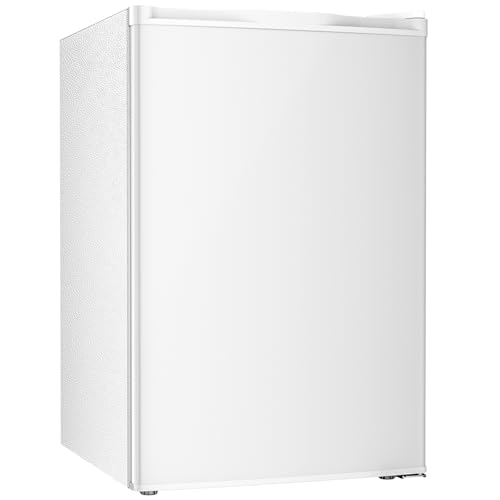 Antarctic Star 4.5 Cu.Ft Compact Refrigerator with Freezer,Mini Fridge Single Door with Adjustable Thermostat,Removable Glass Shelves for Apartment/Dorm/Office,WHITE