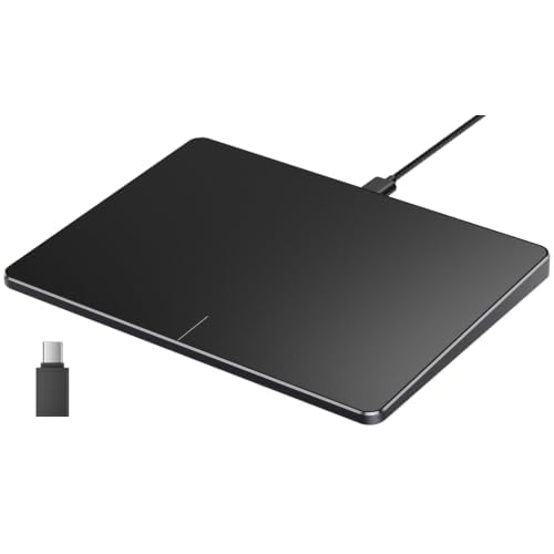 ProtoArc T1 Wired Large USB Trackpad for Windows 11/10, Grey Black