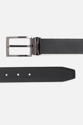 Image of Louis Philippe Men's 100% Italian Leather Matt Gun Metal Buckle Formal Reversible Belt