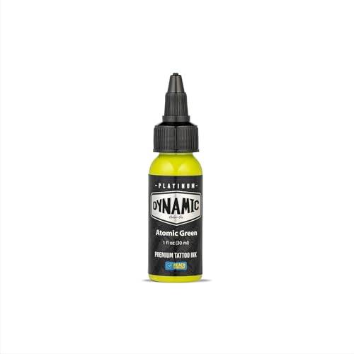 Dynamic Color Platinum Atomic Green Tattoo Ink, Made in Spain, 1 oz