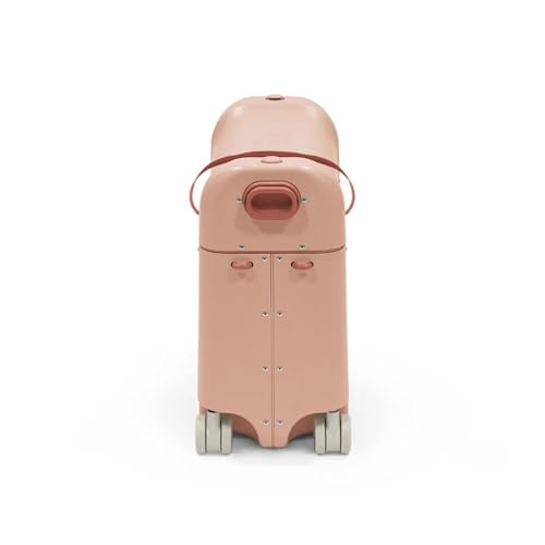Image of Stokke Jetkids Bedbox - Kids Ride-On Suitcase & Travel Bag, Helps Your Child Relax & Sleep on The Plane, Approved by Airlines, Swivel Wheels, Adjustable Strap - Coral Pink