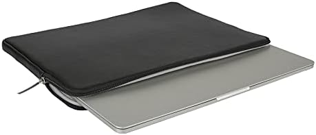 RAINYEAR 14 Inch Laptop Sleeve Soft PU Leather Case Protective Water Resistant Zipper Cover Carrying Bag Compatible with 14" Notebook Computer Chromebook, 14 MacBook Pro A2442(Black)
