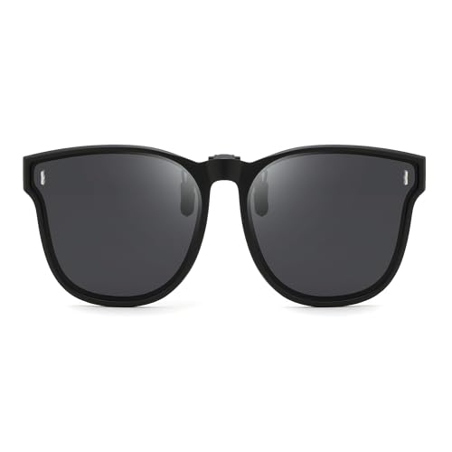 FEISEDY Polarized Clip On Sunglasses Over Prescription Glasses Men Women Fit Flip Up B4177 — view 3