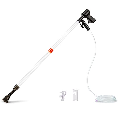 Luxbird Aquarium Gravel Cleaner New Quick Water Changer with Air-Pressure Button Freshwater Fish Tank Sand Cleaner Kit Long Nozzle Water Hose Controller Clamp for Aquarium Cleaning Gravel and Sand