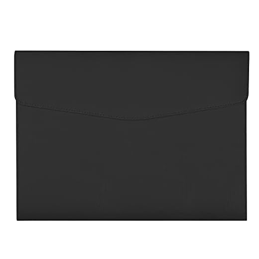 smatime Carpeta para Documentos Archivo A4 Bolsas de Documentos de Cuero PU Cartera Bolsa de Almacenamiento de Documentos Organizador Porta para Oficina Estudiantes Archivos Papel Papelería, Negro