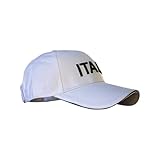 Design moderno Cappello/Cappellino da Baseball, Italia, Uomo/Donna, 100% Cotone, con Visiera, Colori Diversi, Blu Scuro, Azzurro, Bianco, Rosso, Nero (Bianco)