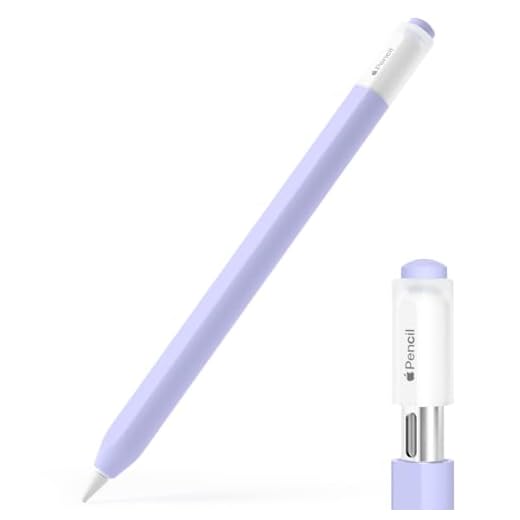 JOOSKO Estojo para Apple Pencil (USB-C), capa protetora de silicone, suporte magnético (lavanda)