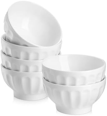 Samsle 22 OZ Ceramic Soup/Cereal Bowls - White Bowls Set of 6 -Round Bowls for Cereal, Soup, Ice Cream, Fruit, Pasta, Salad, Rice - Dishwasher & Microwave Safe image 4